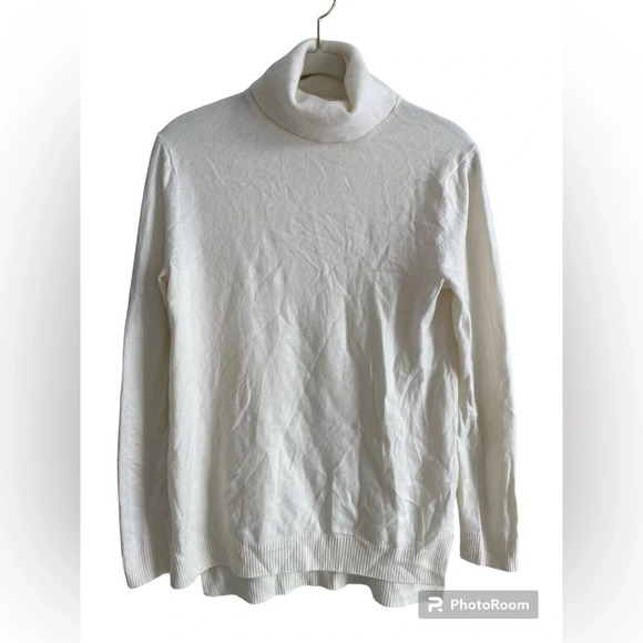 GAP Cream Extra Fine Merino Wool Turtleneck Sweater  Tunic Size S - Picture 2 of 13